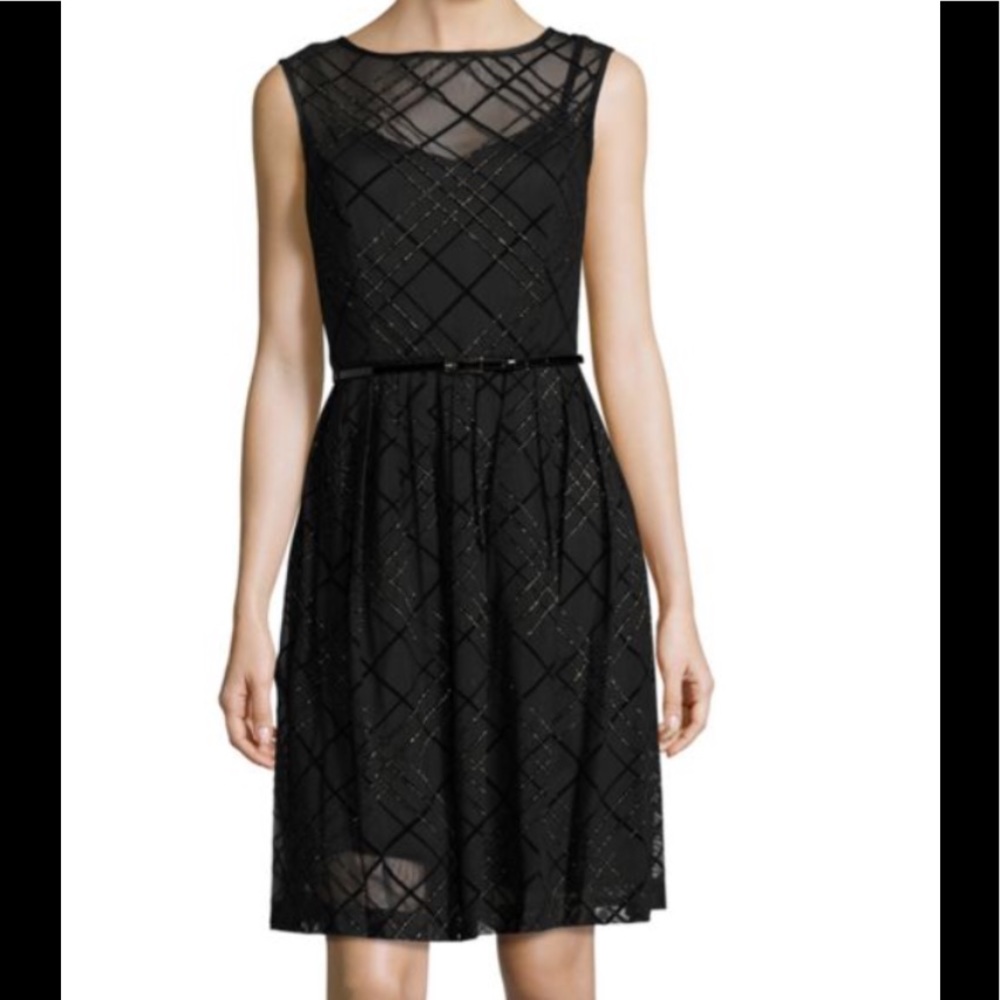 Ellen Tracy belted fit and flare dress